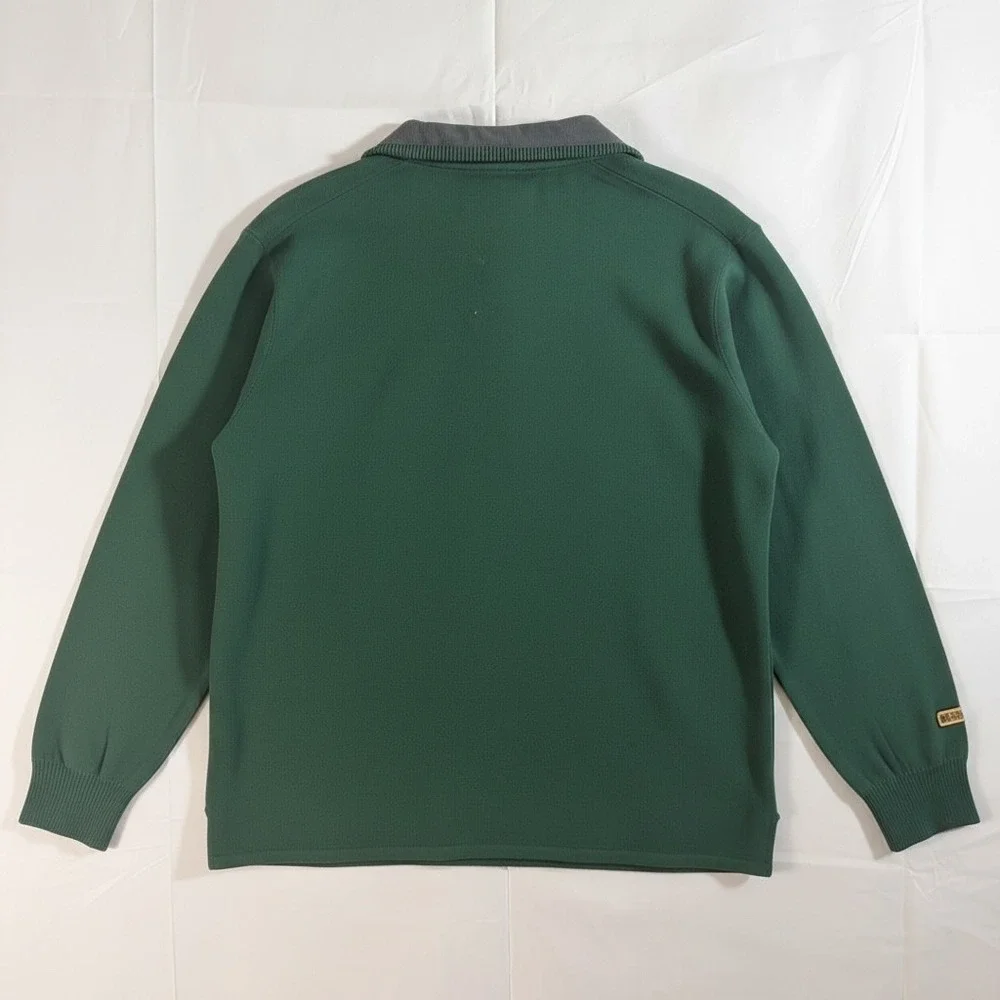 The North Face Mens Forest Green Cotton Wool Blend Quarter Zip Sweater‎ Large